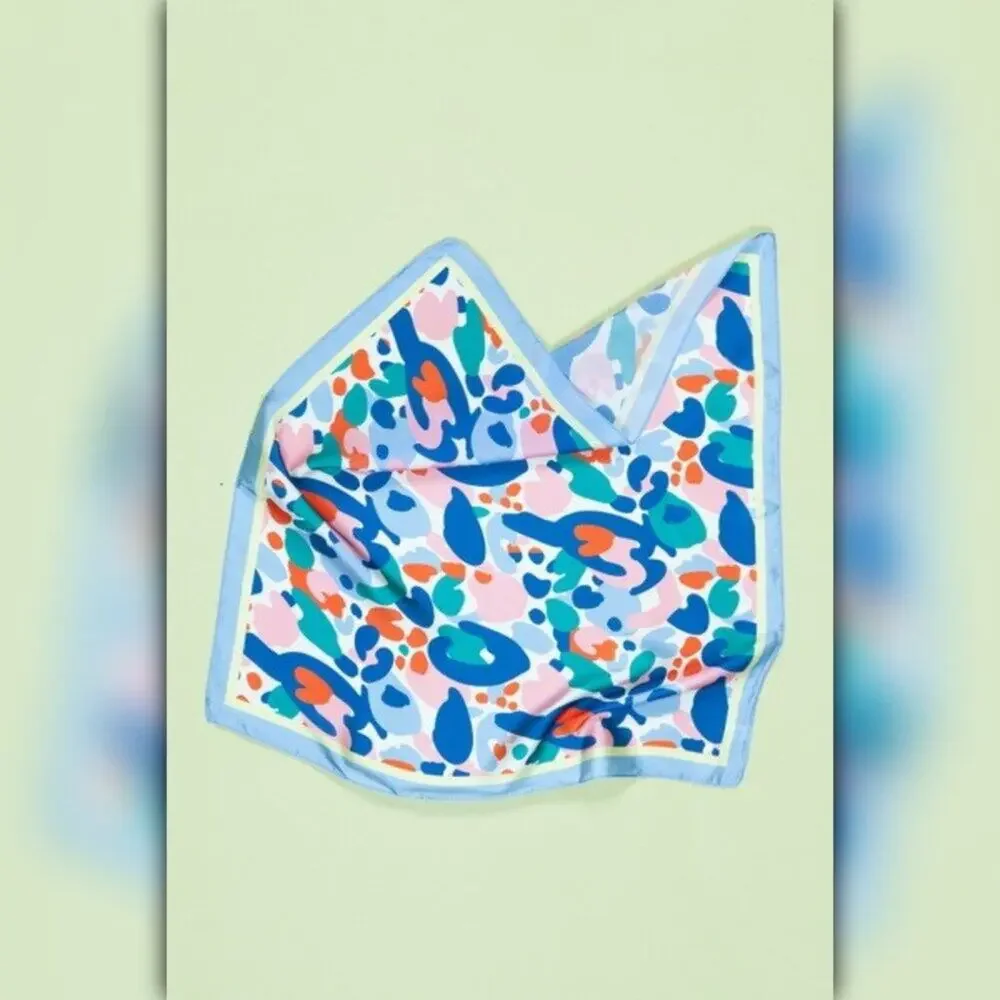 A218-E • Bold Abstract Leopard Silky Bandana Scarf - Picture 3 of 4